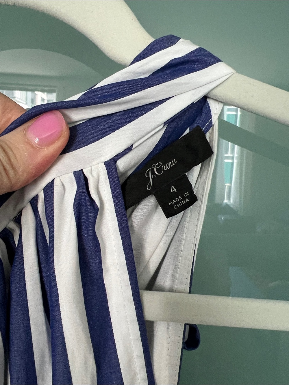 J. Crew Navy and White Striped Halter Jumpsuit Sz4 - Picture 3 of 8